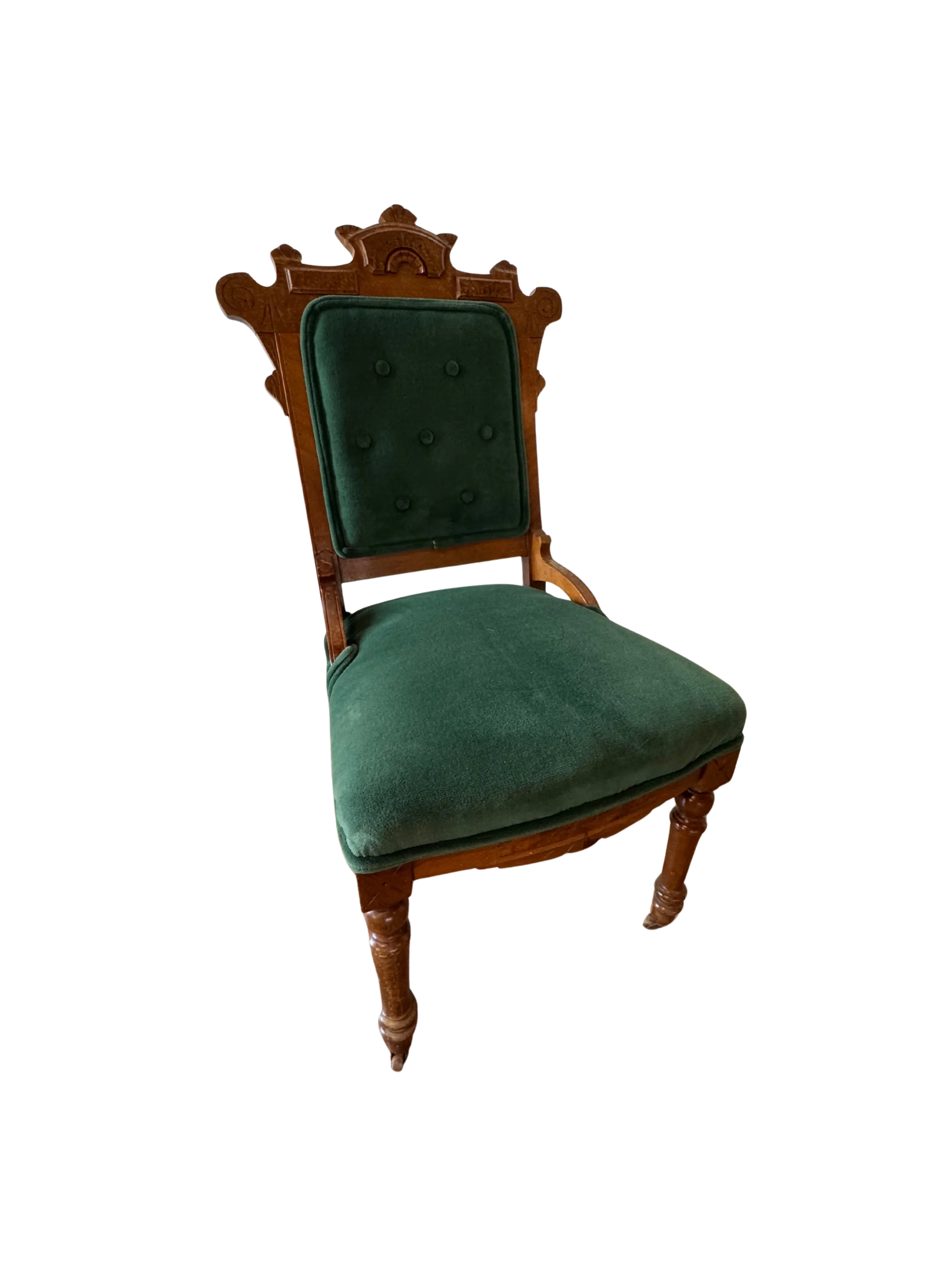 The Verity: Green Velvet Antique Chair