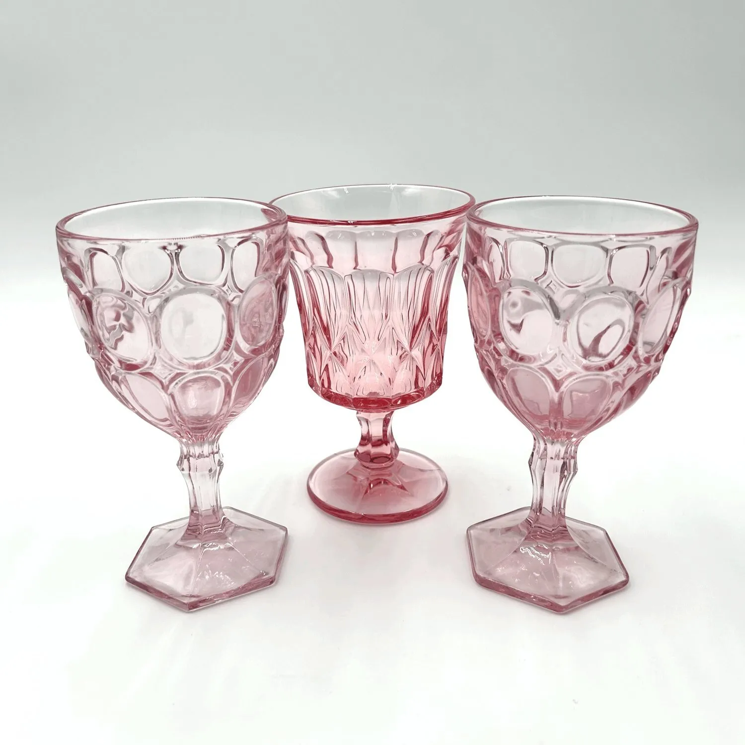 The Blossom: Assorted Pink Vintage Goblets