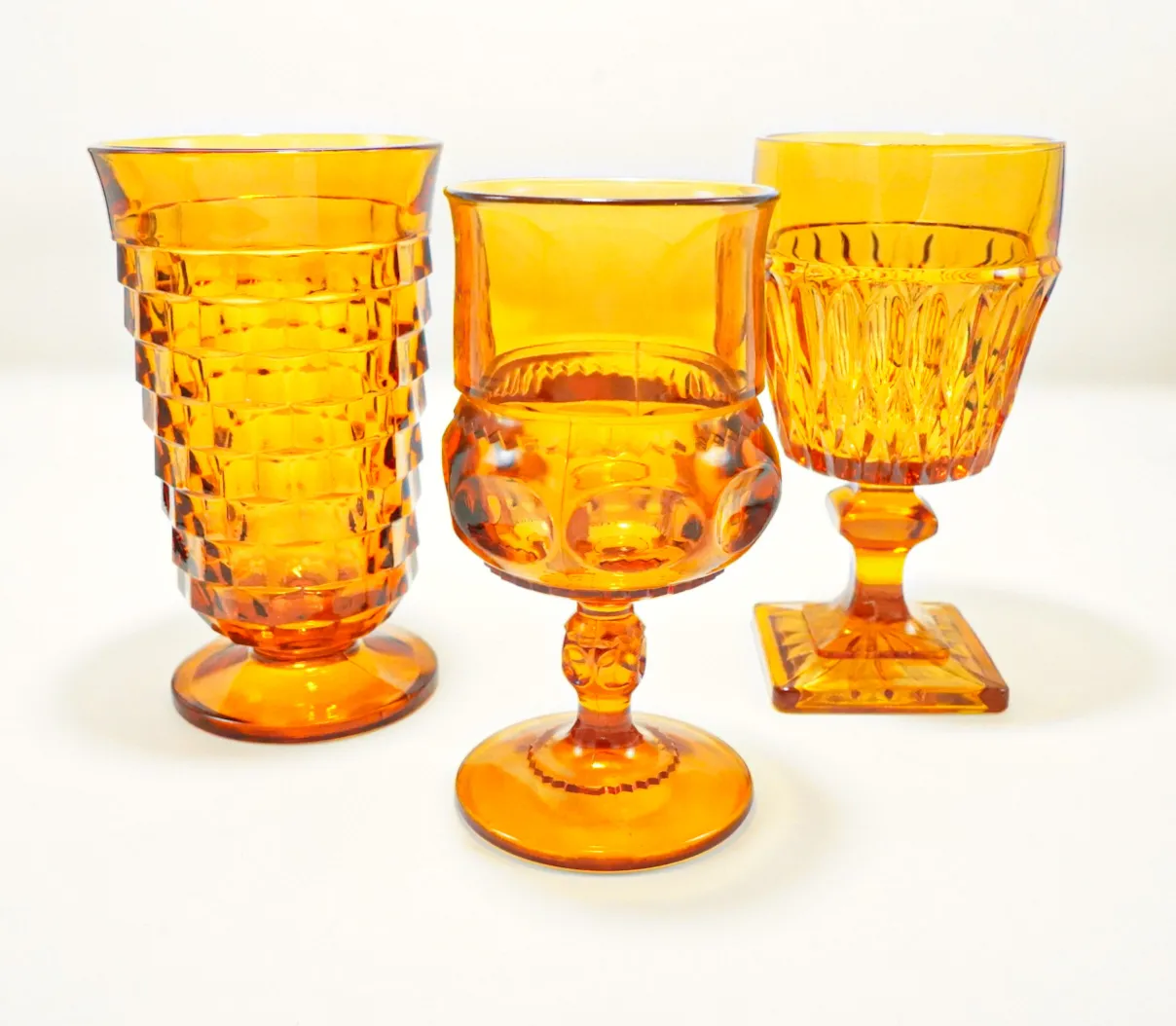 The Amber: Assorted Amber Vintage Goblets