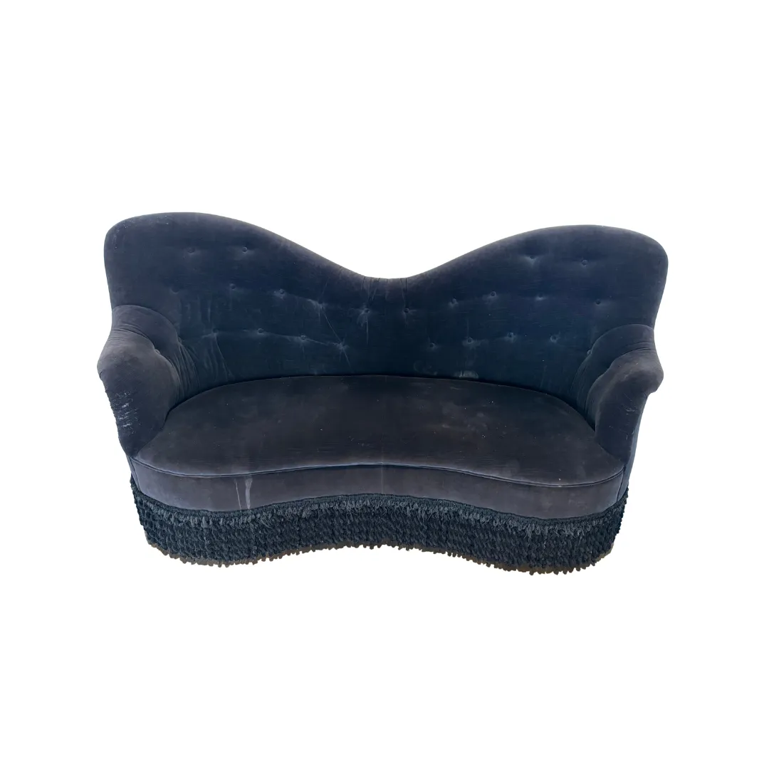 The Nora: Black Velvet Settee