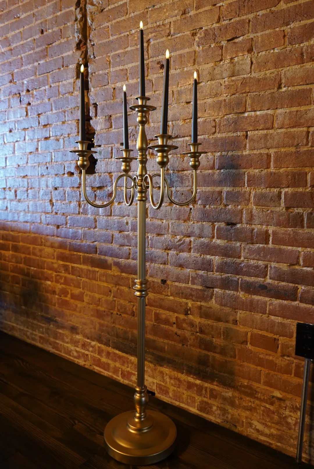 The Allison: Brass Floor Candleabra