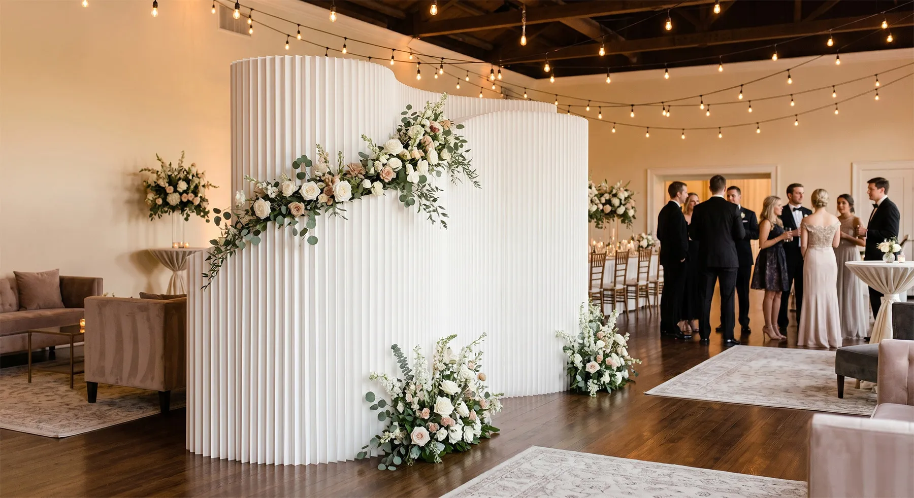The ceremony space and the reception space were in the same open room, separated by nothing but a gap in the floor plan.