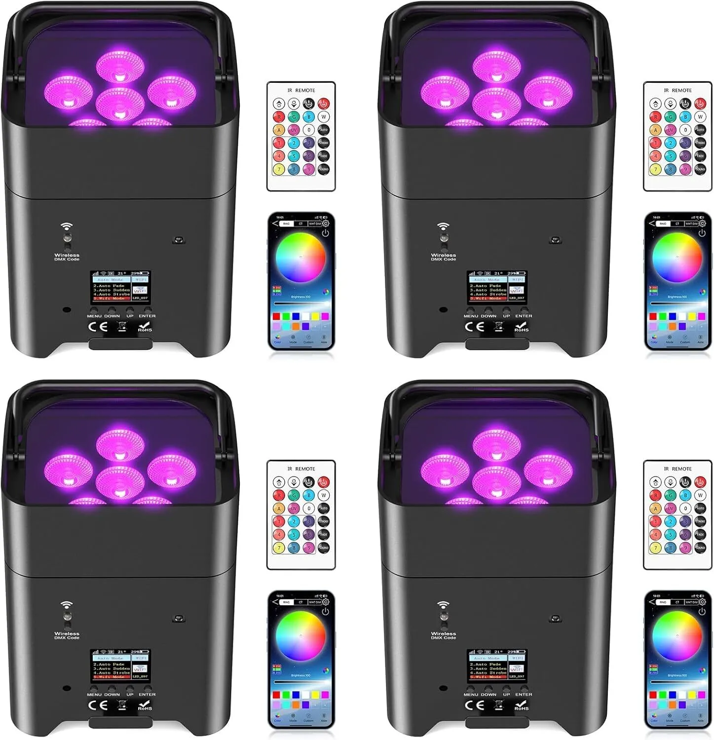 UKing Akku PAR LED 4er Set