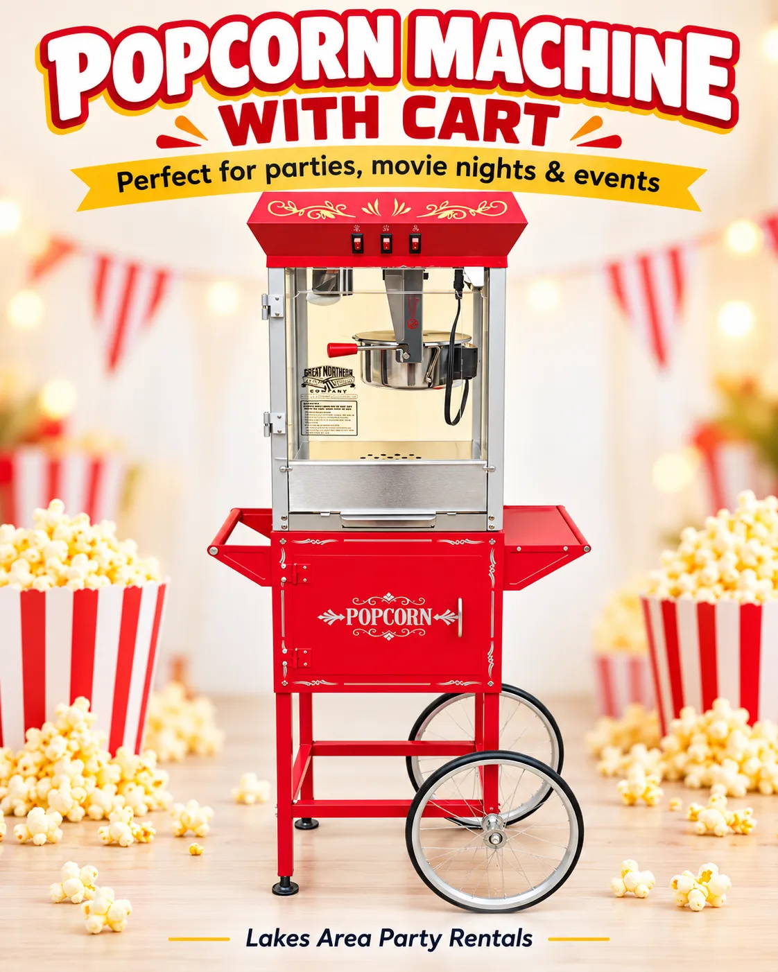 Popcorn Machine with Vintage Cart
