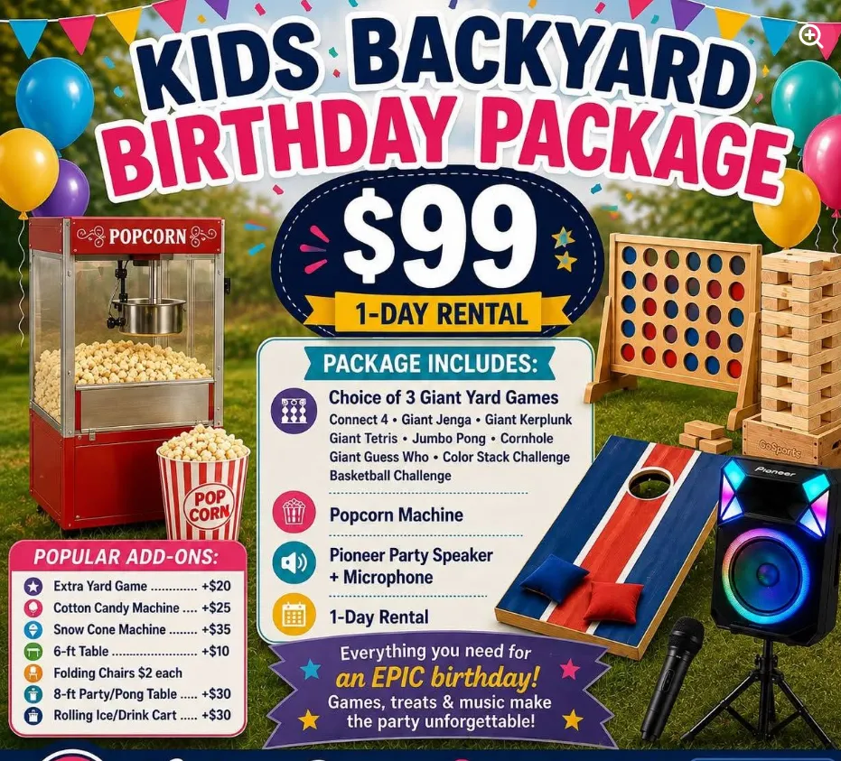 Kids Backyard Birthday Package - $99