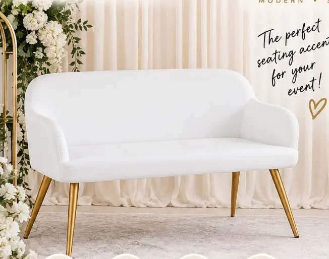 Event Bench - White & Gold