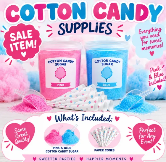 Cotton Candy Supplies - 50 Servings 