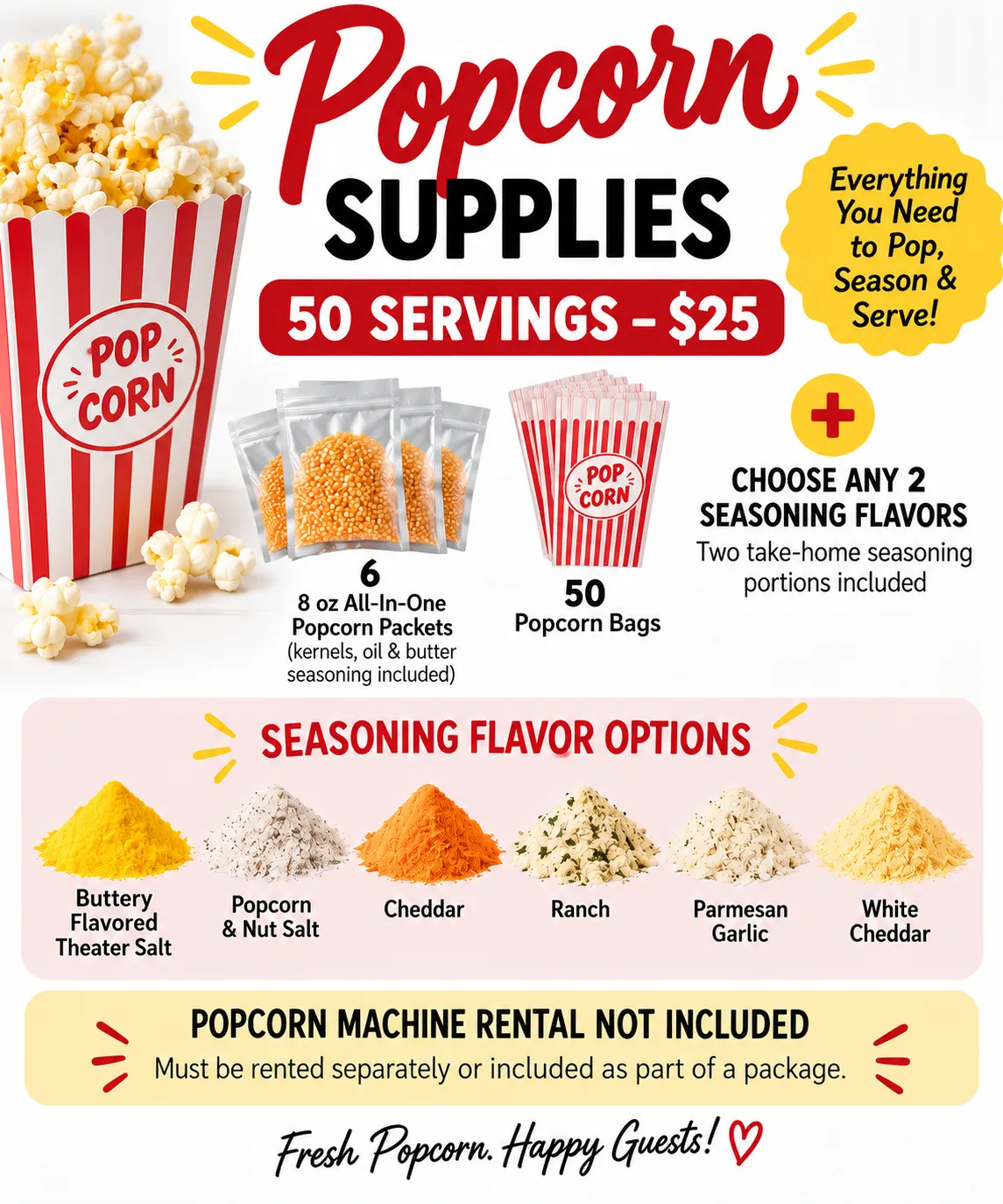 Popcorn Supplies - 50 Servings