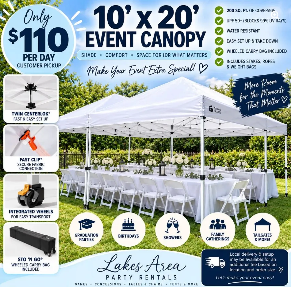 10X20 Event Canopy Tent - White