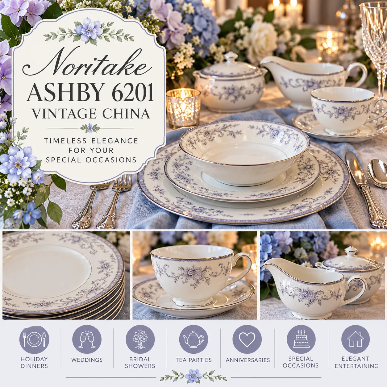 Noritake Ashby 6201 Vintage China Place Setting