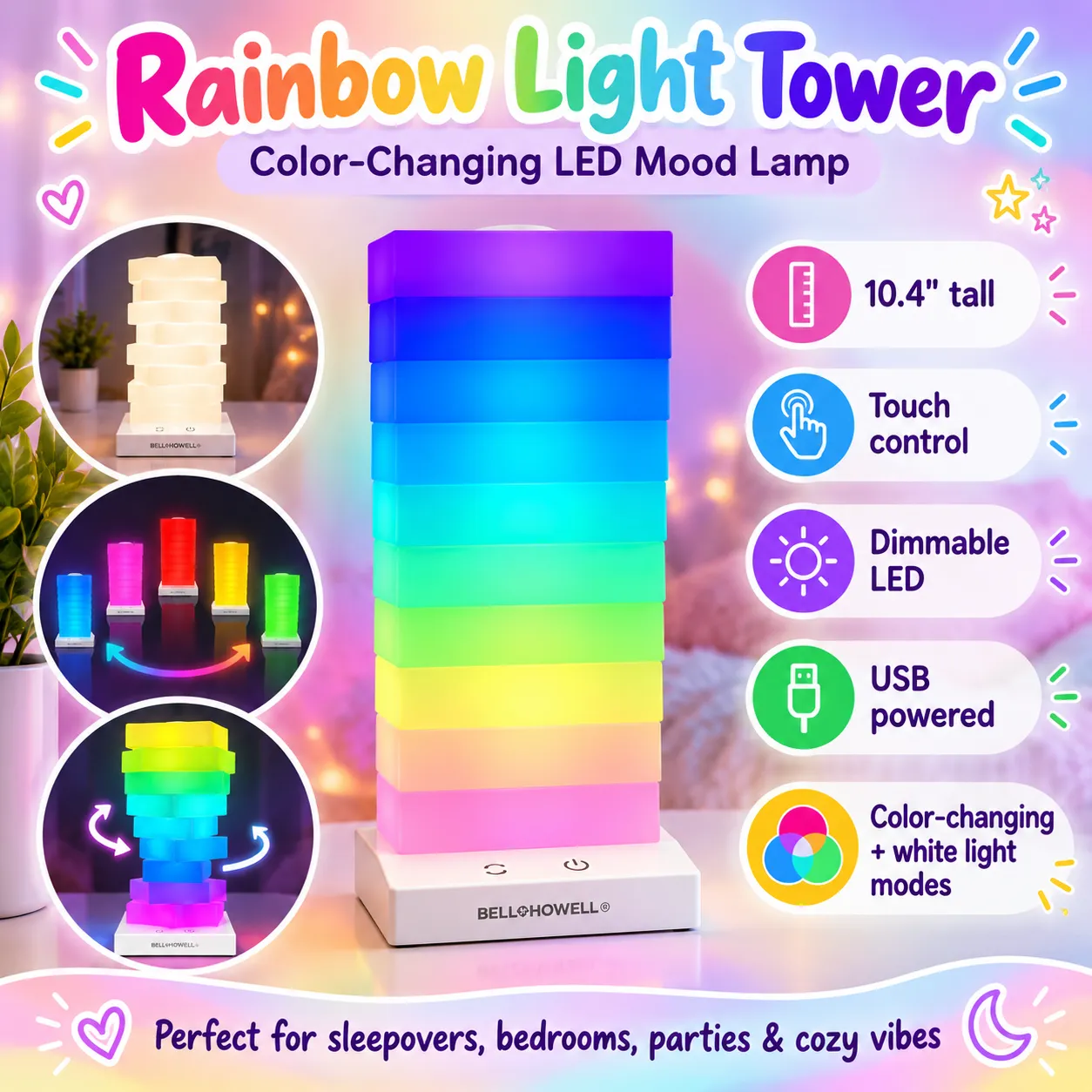 Rainbow Light Tower – Color-Changing LED Mood Lamp