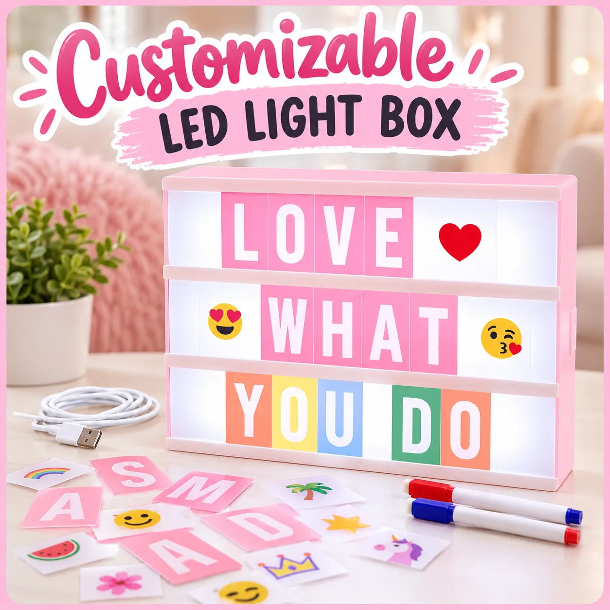 Pink Customizable LED Light Box