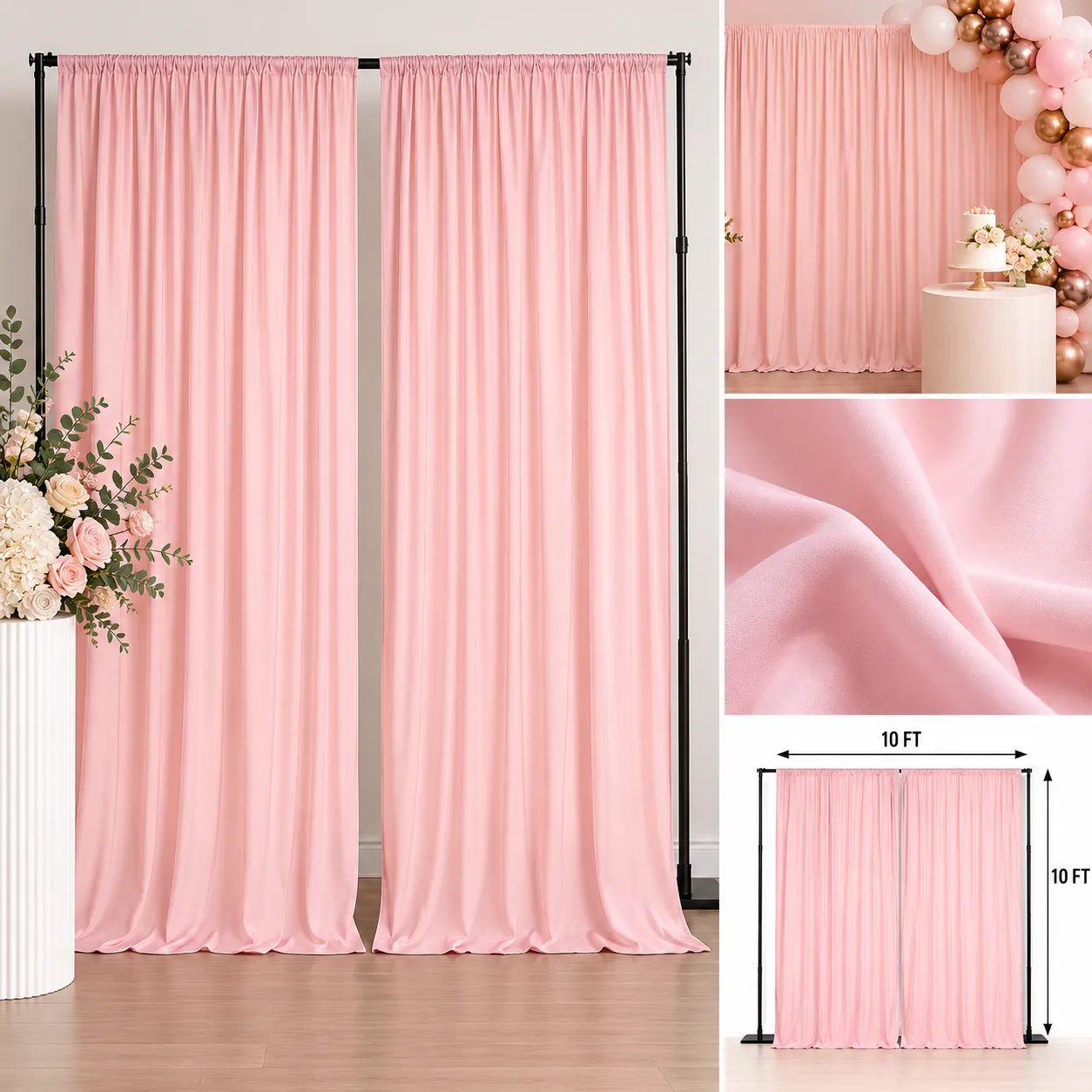 Blush Backdrop Curtains - Set of 2