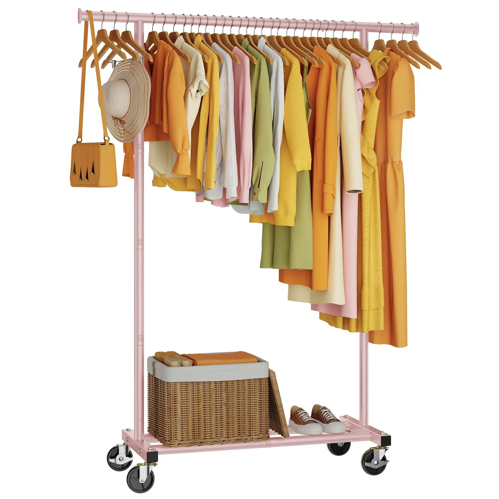 Rolling Clothing Rack- Pink
