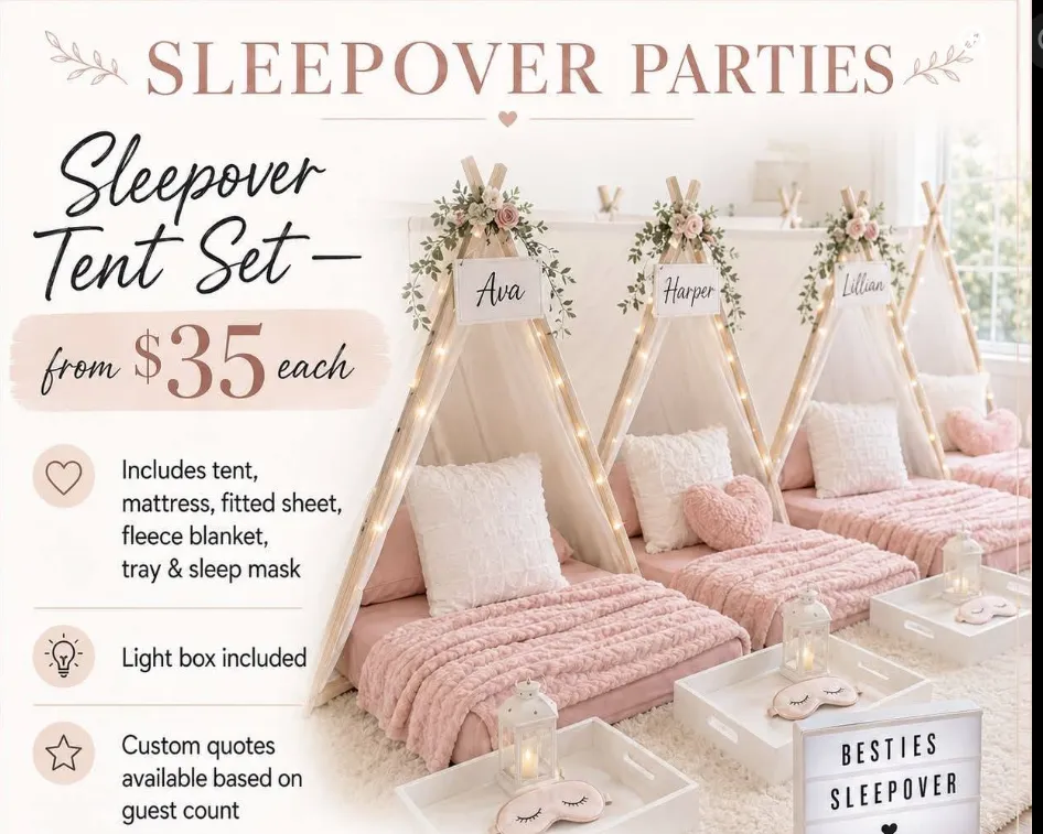 White Sleepover Tent Setup