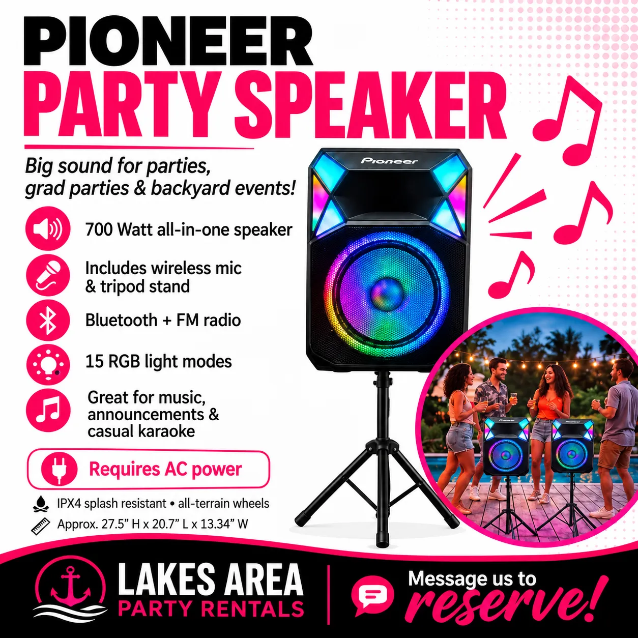 Party Speaker with Stand and Microphone