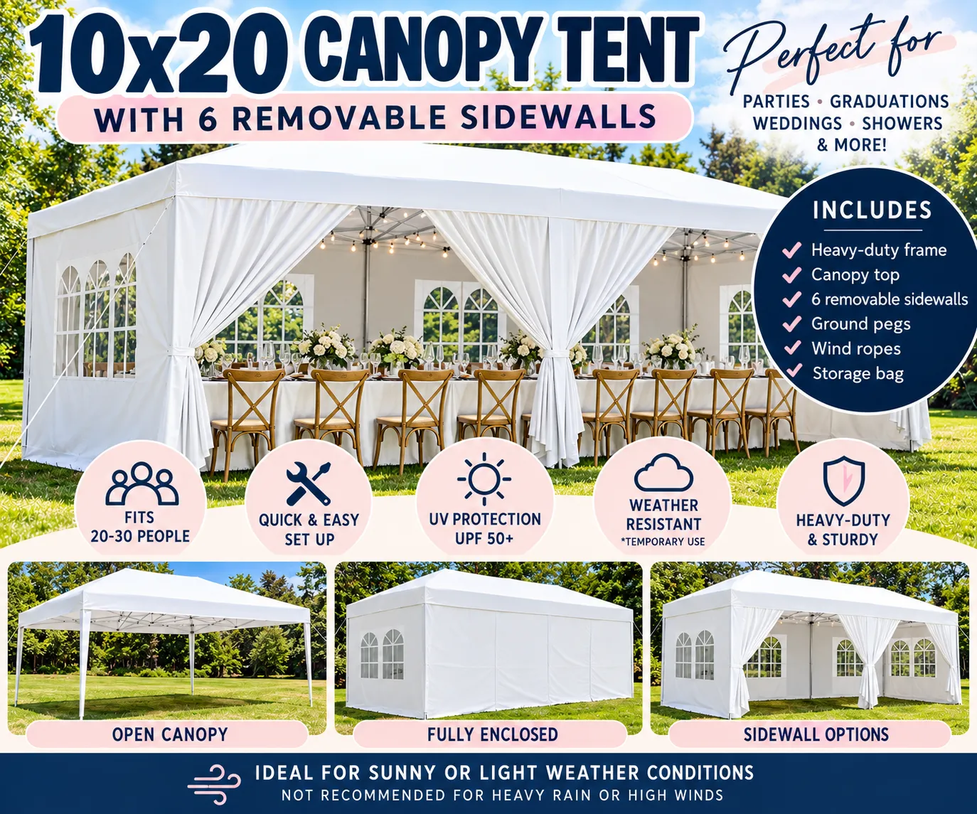 10x20 Heavy-Duty Canopy Tent with Sidewalls