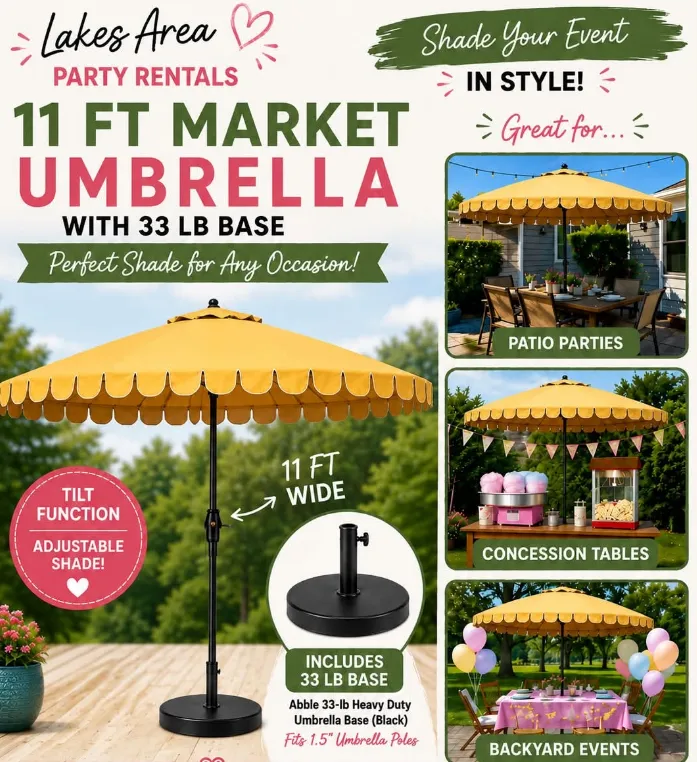 11' Yellow Market Umbrella with Base