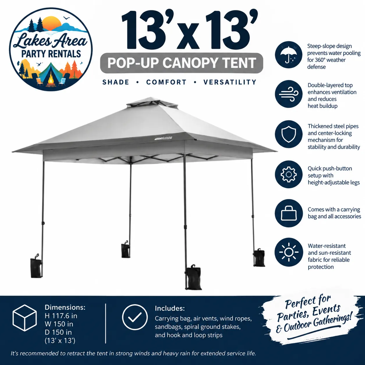13' x 13' Gray Pop-Up Canopy