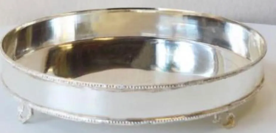 Ornamented Silver Round Tray