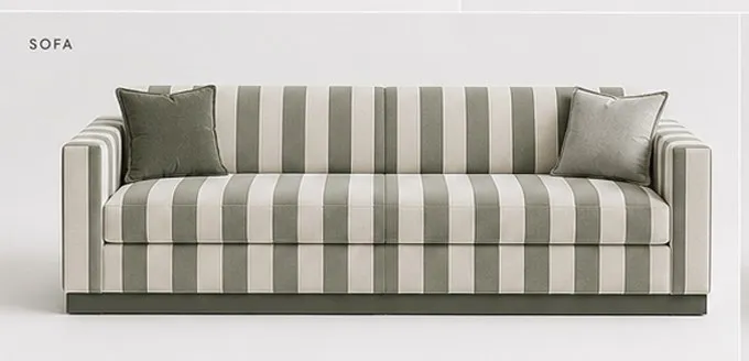 Striped Green Outdoor Sofa