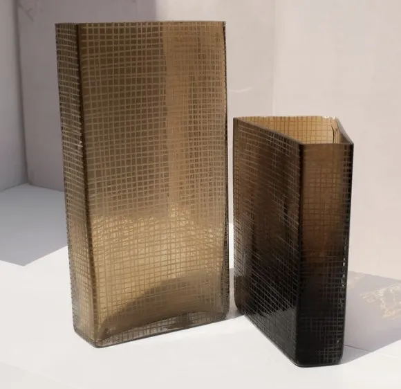 Amber Prism Vase Set