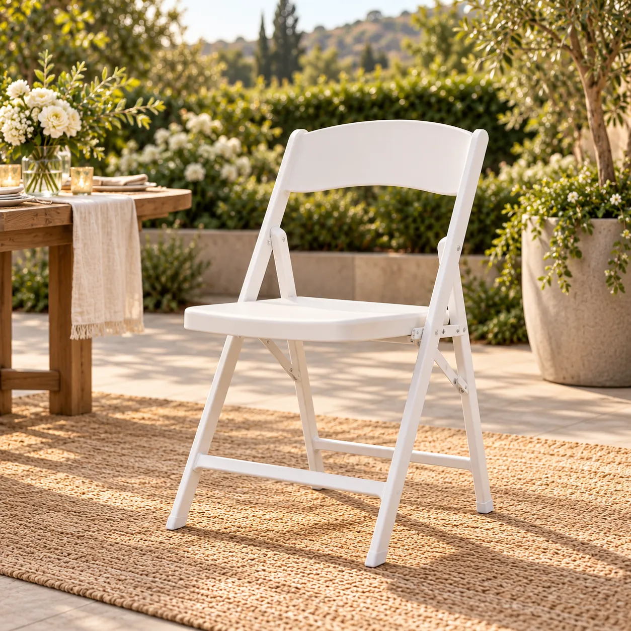 White Resin Folding Chair