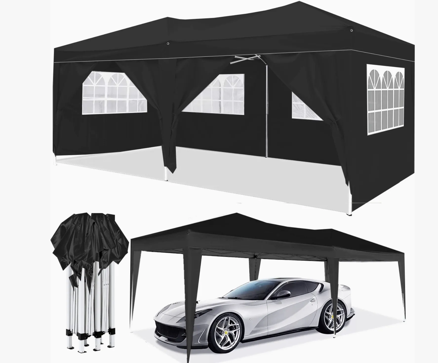 10'x20' Ez Pop Up Canopy Outdoor Portable Party Folding Tent with 6 Removable Sidewalls 