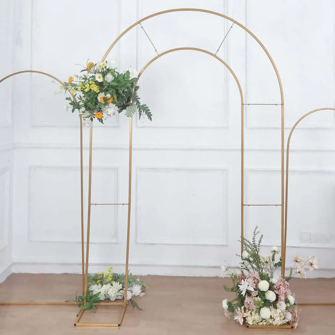 Gold wedding arch rental Dallas ceremony backdrop