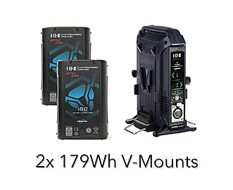 V-mount accu set 2x 180 Wh accu met lader – foto 1 van 1