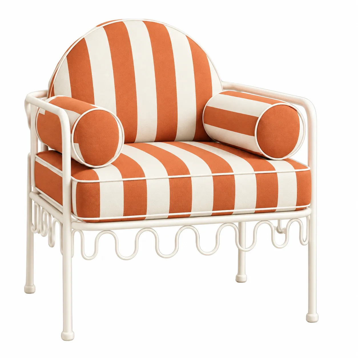 Cannes Chair Terracotta Stripes (Cream Frame)