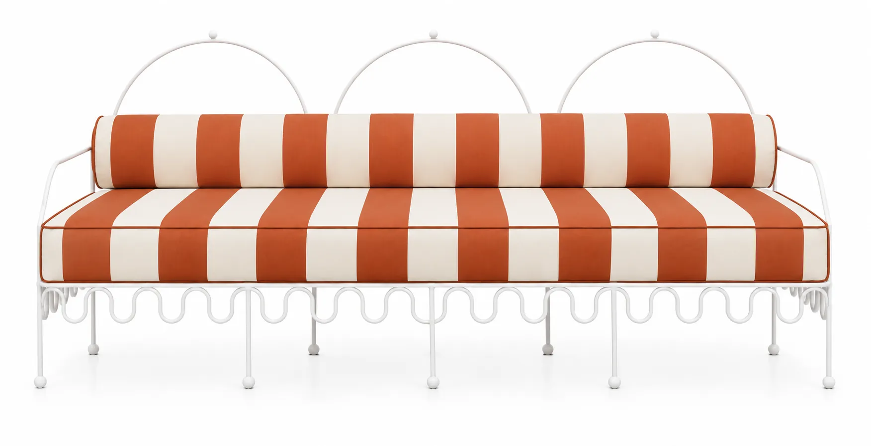 Cannes Sofa Terracotta Stipes (Cream Frame)