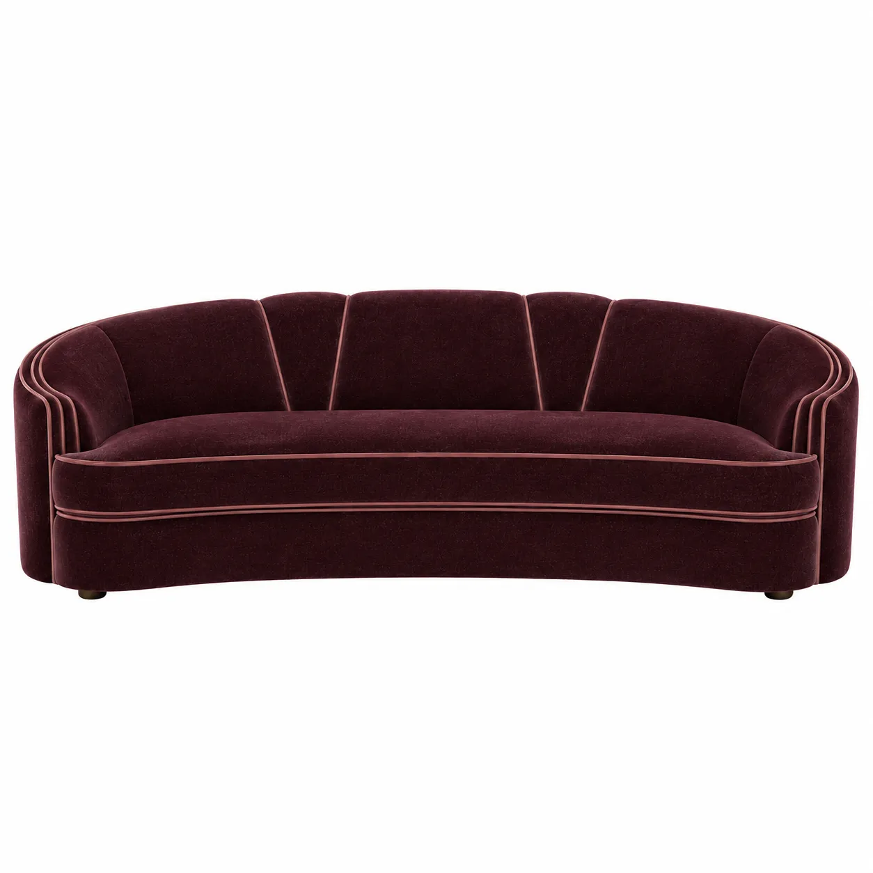 Park Avenue Sofa Wine with Dusty Rose Trim