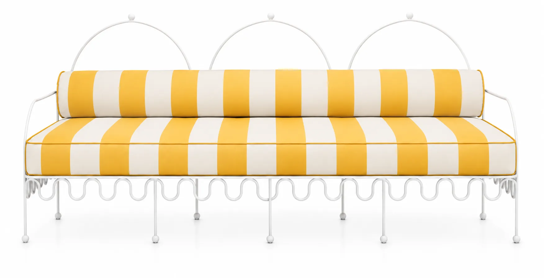 Cannes Sofa Yellow Stripes (Cream Frame)