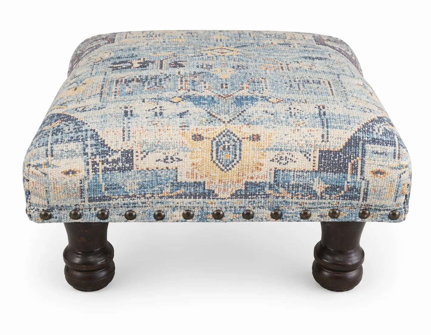 Aztec Patterned Blue Low Stool
