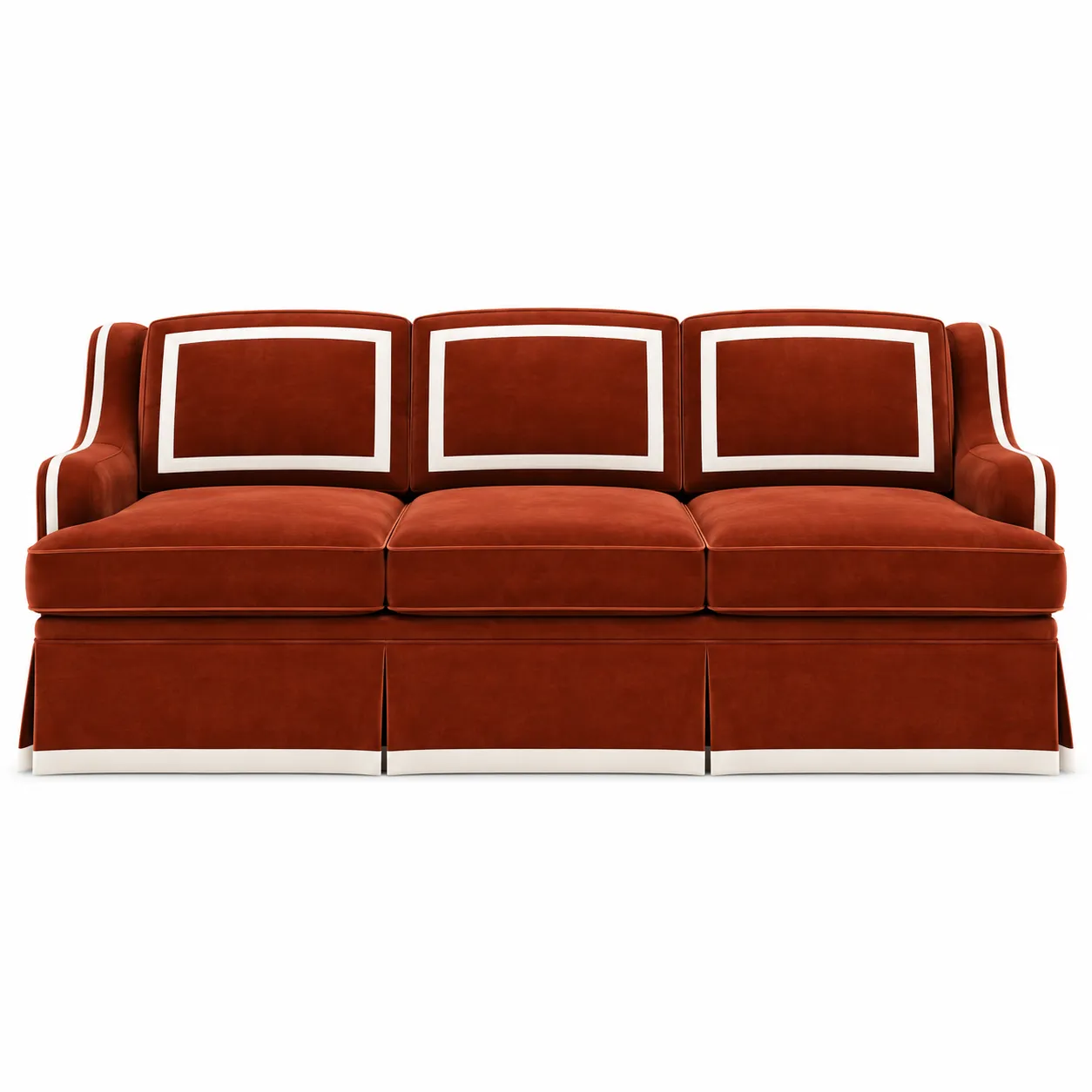 Château Sofa Burnt Orange White Trim