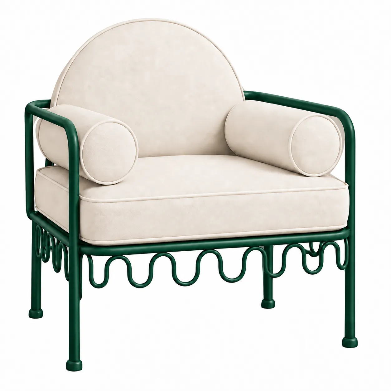 Cannes Chair Cream (Green Frame)