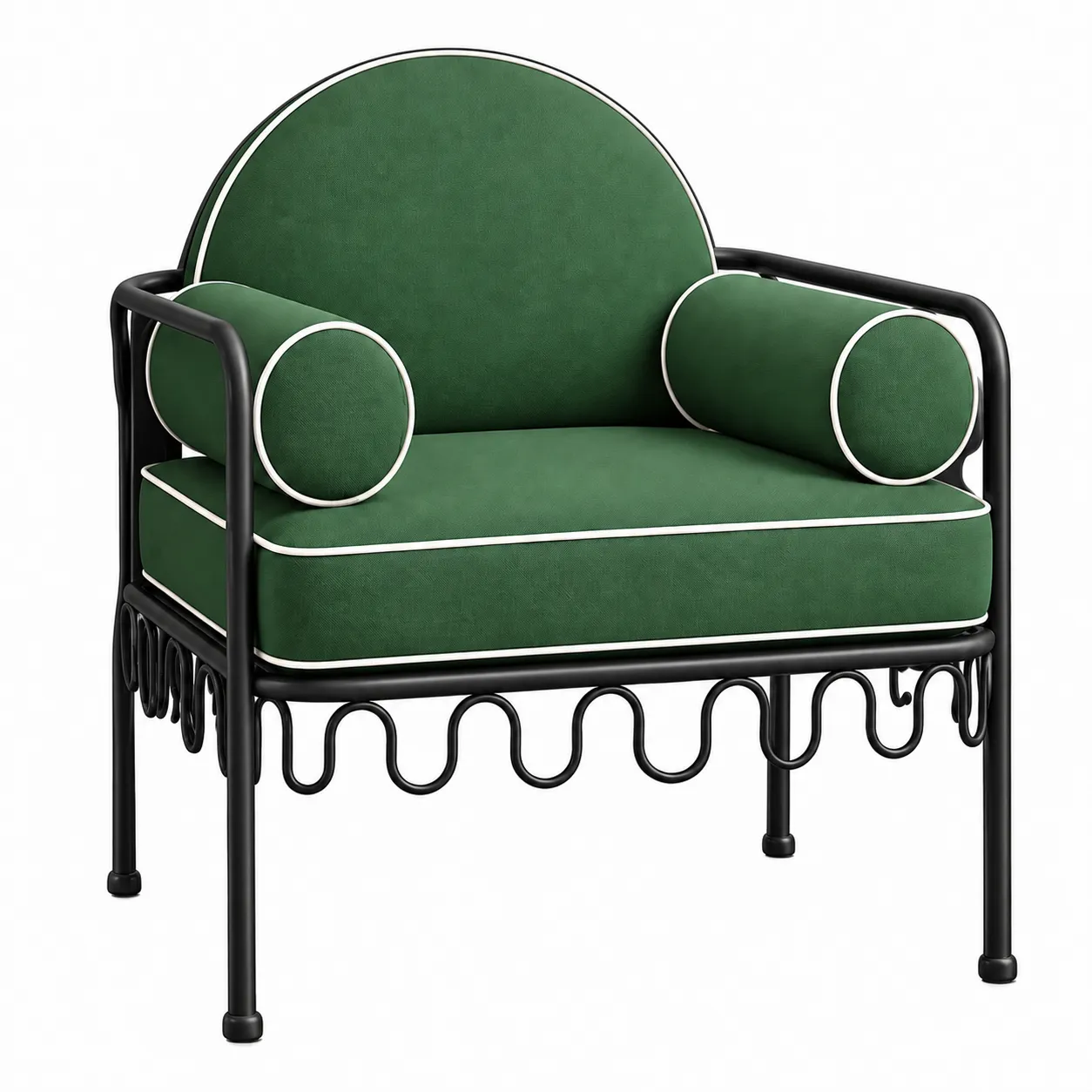Cannes Chair Green (Black Frame)