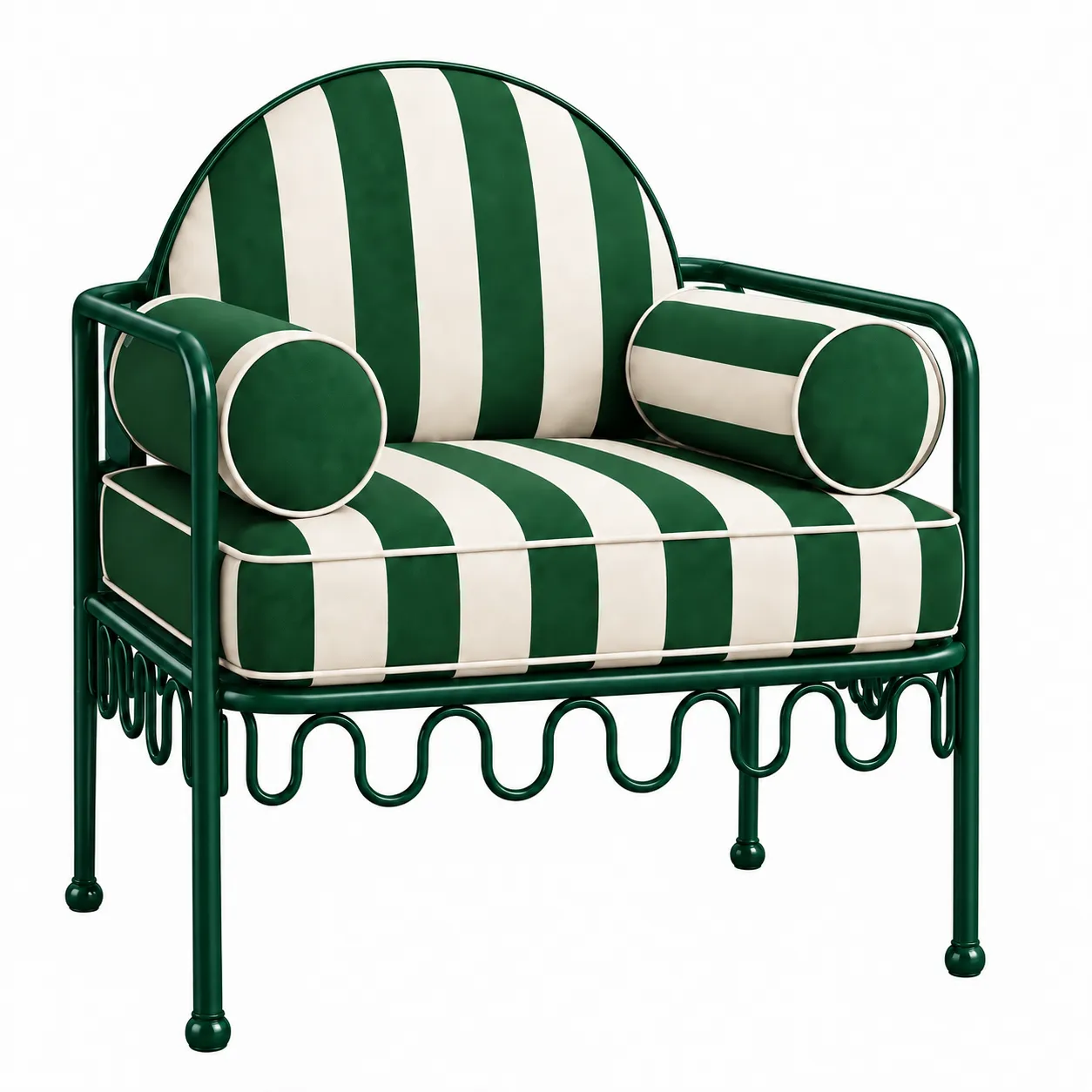 Cannes Chair Green Stripes (Green Frame)
