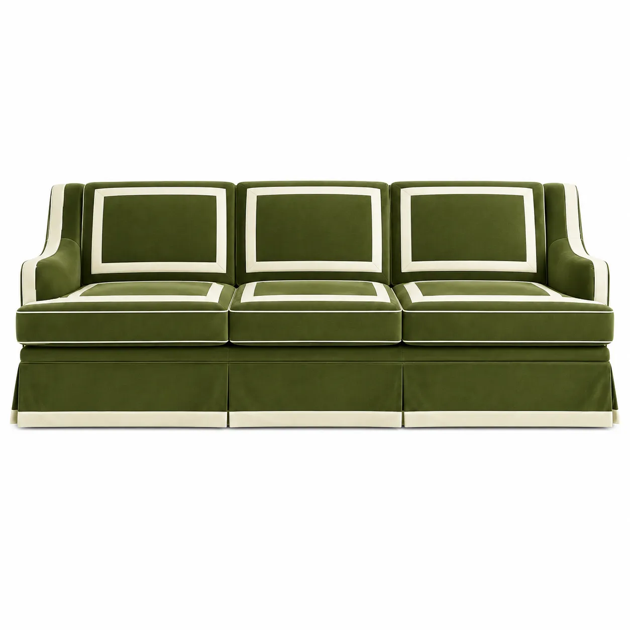 Château Sofa Olive Green White Trim