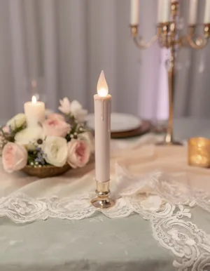 Set of 8 Decorative Electric Candle Tall With Gold Base