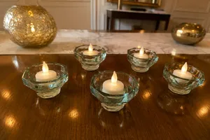 (set of 12) Tea light vintage green candles holders and electric candle