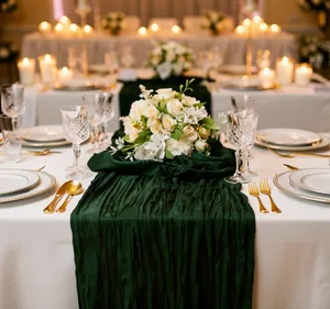 Cheesecloth Forest Green Table Runner
