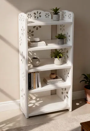 Decorative 2 layered Wood White Shelf