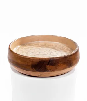Round Wooden Decorative Bowl (11 in wide, 3 in tall)