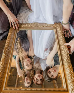 Plastic Vintage Square Gold Framed Mirror