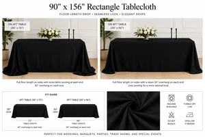 90x156 rectangle black table cloth