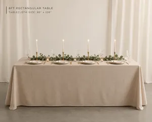 Beige/Cream 90X156In Rectangle Tablecloth