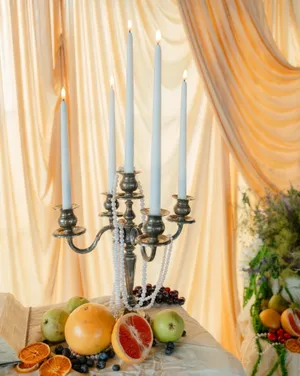 Set of 64 White Tapered Electric Candlesticks