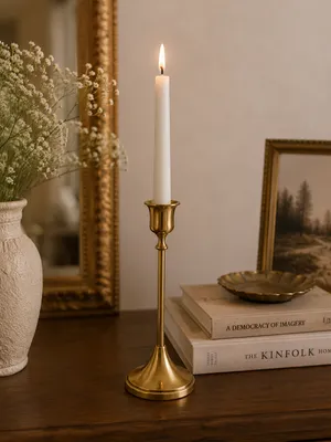 Set Of 1 Gold Candlestick Holder– Elegant Metal Taper Candle Holders for Table Centerpieces, Weddings, Home Decor – Modern Gold Candle Stands for Dining Room, Parties